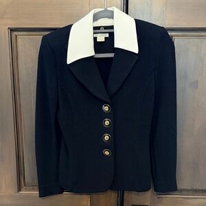 St. John Black Blazer with White Collar